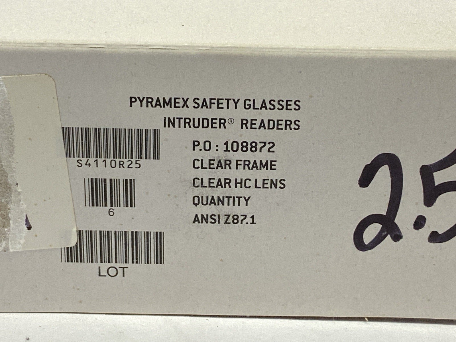 S4110R25 | Pyramex Intruder Clear Safety Glasses Bifocal 2.5x BOX OF 6 - New - Maverick Industrial Sales
