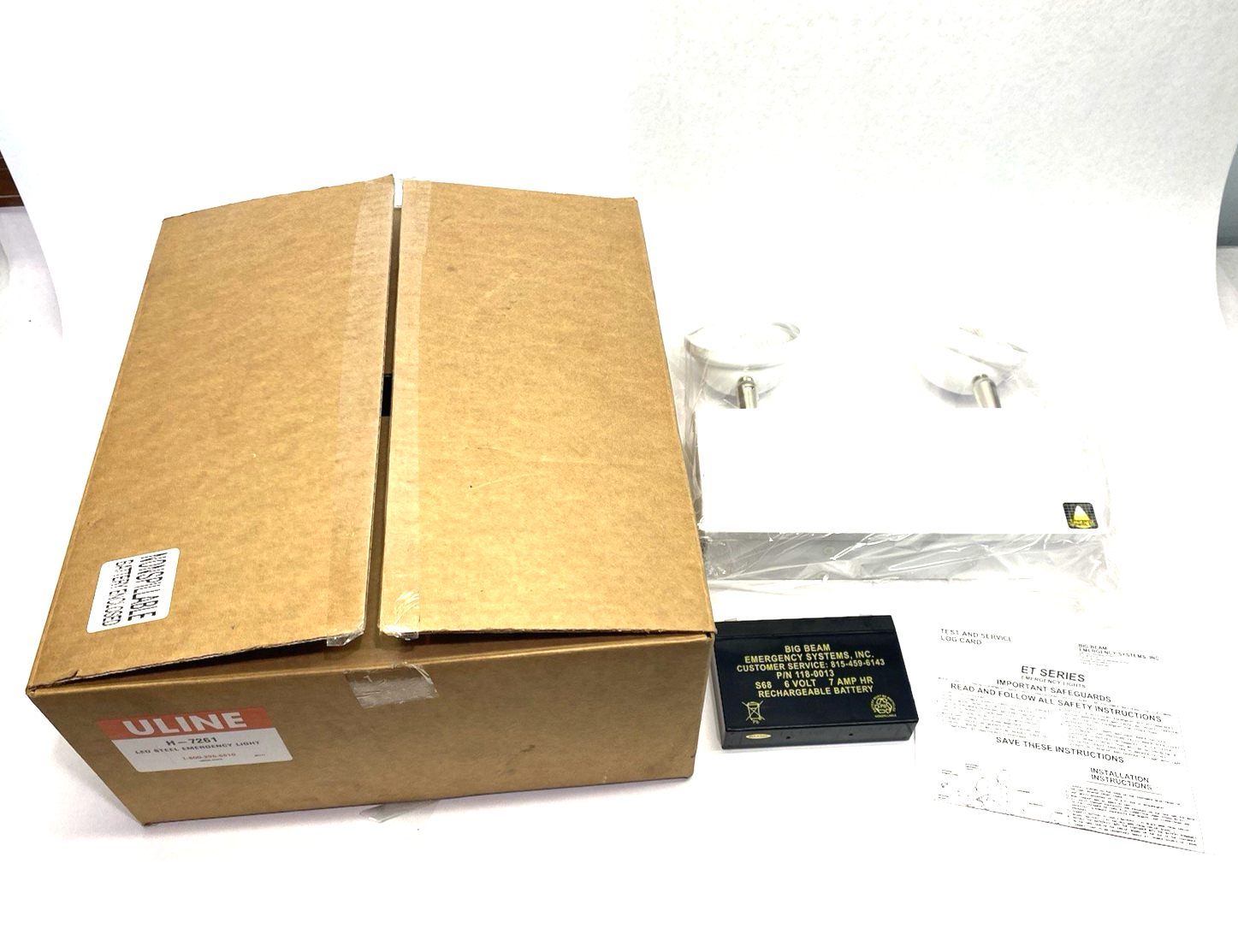 Uline H-7261 Steel LED Emergency Light, White, w/ Battery - Maverick Industrial Sales
