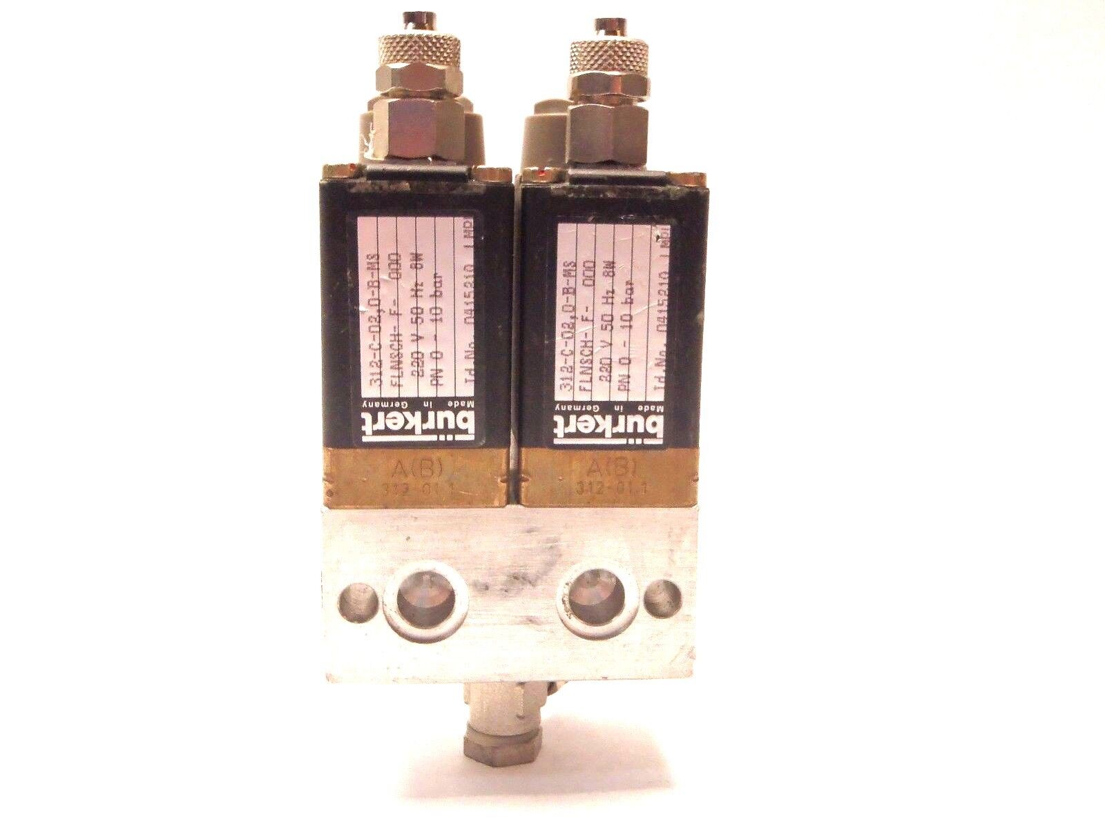 Burkert 312-C-02,0-B-MS FLNSCH-F-000 Solenoid Valves 041521Q LMPU 220V LOT OF 2 - Maverick Industrial Sales