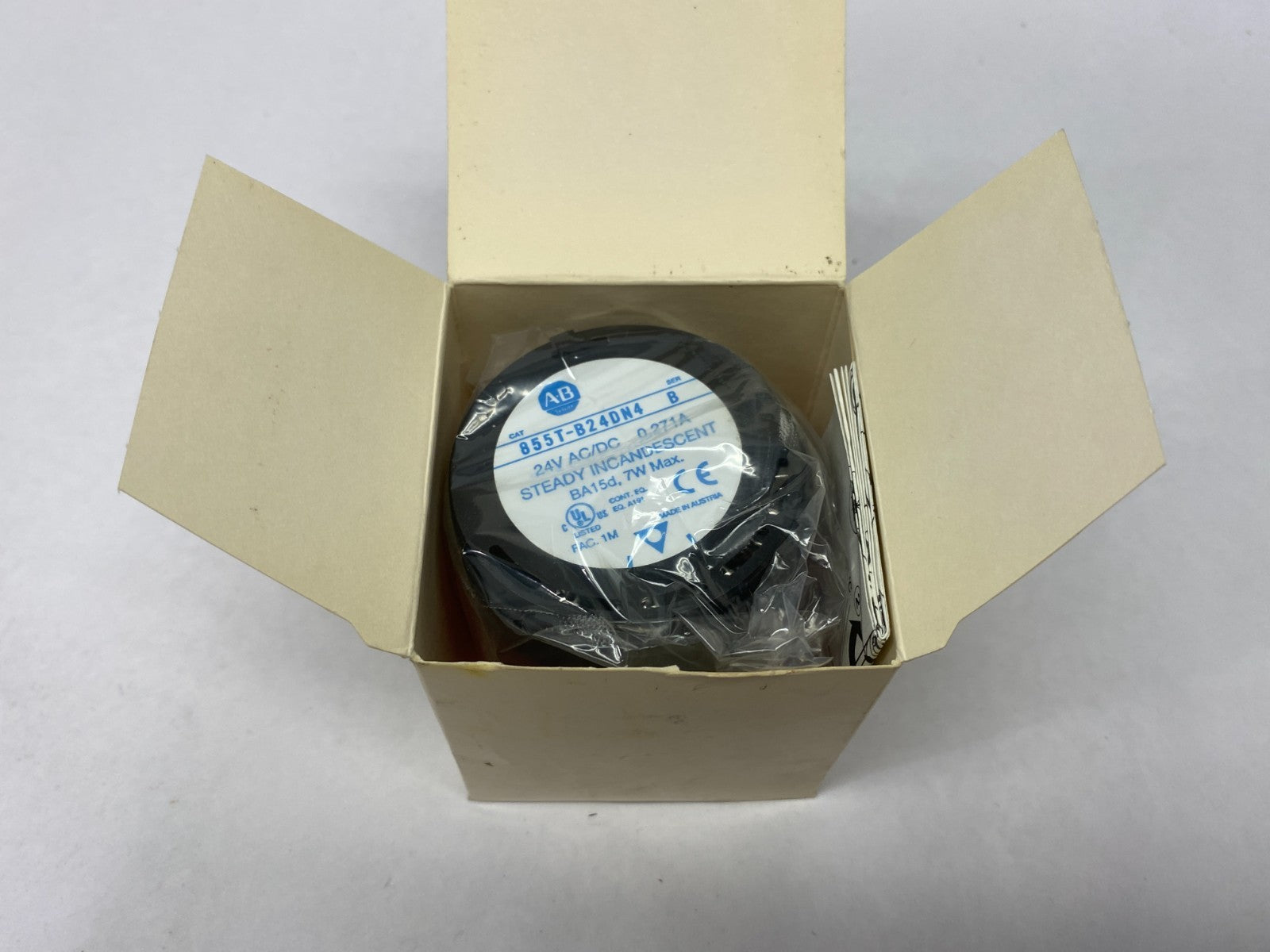 855T-B24DN4 | Allen Bradley Ser. B Steady Red Incandescent Stack Light, 70mm, 24V - New – Open box - Maverick Industrial Sales