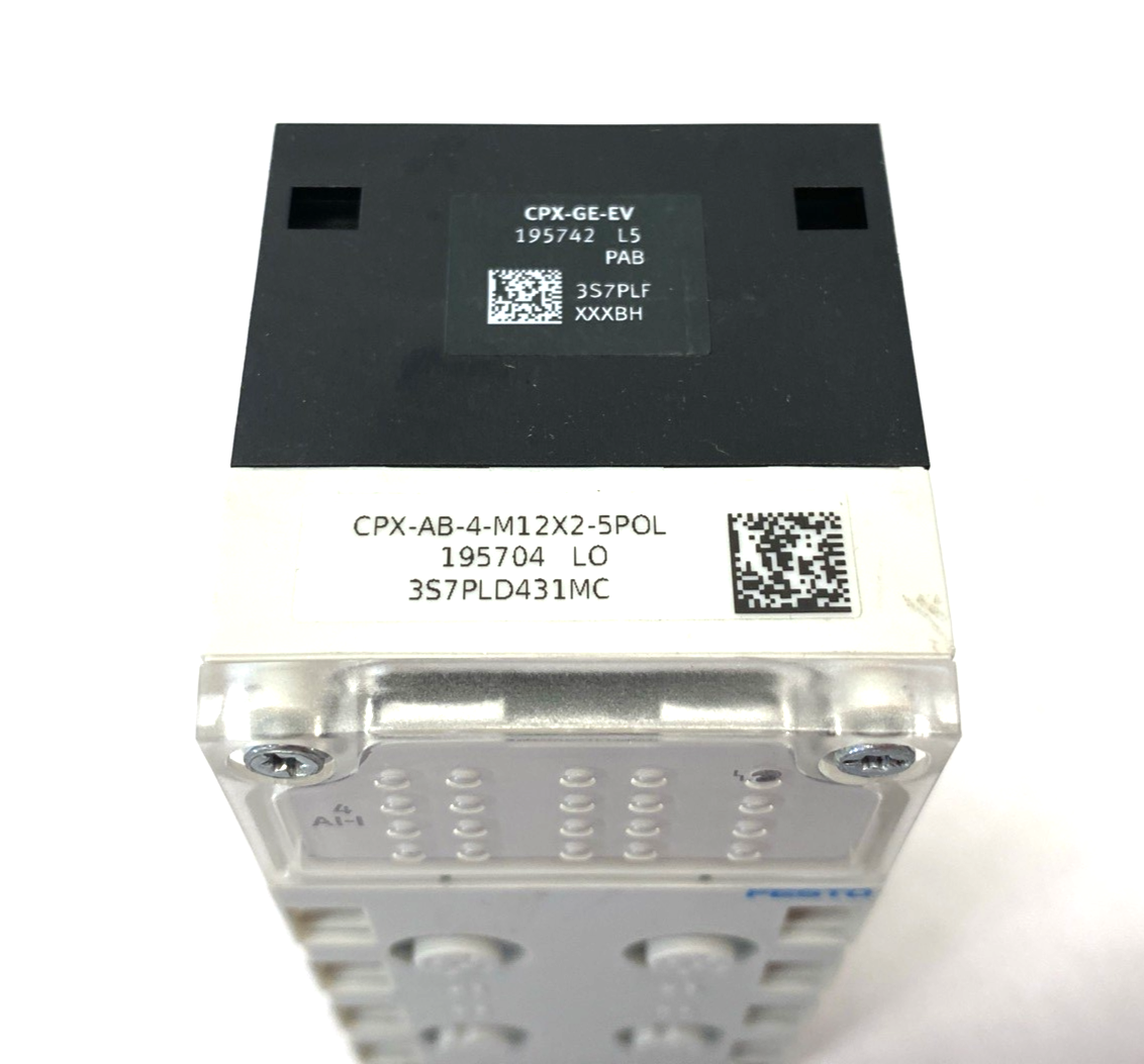Festo CPX-AB-4-M12X2-5POL Manifold Block 195704 w/ CPX-GE-EV Interlink Block - Maverick Industrial Sales