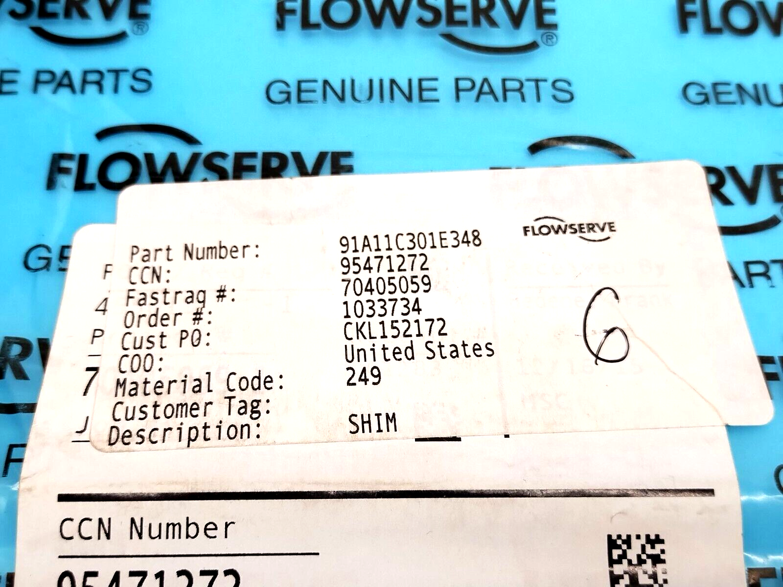 Flowserve Metallo Gasket 91A11C301E348 Shim 95471272 LOT OF 6 - Maverick Industrial Sales