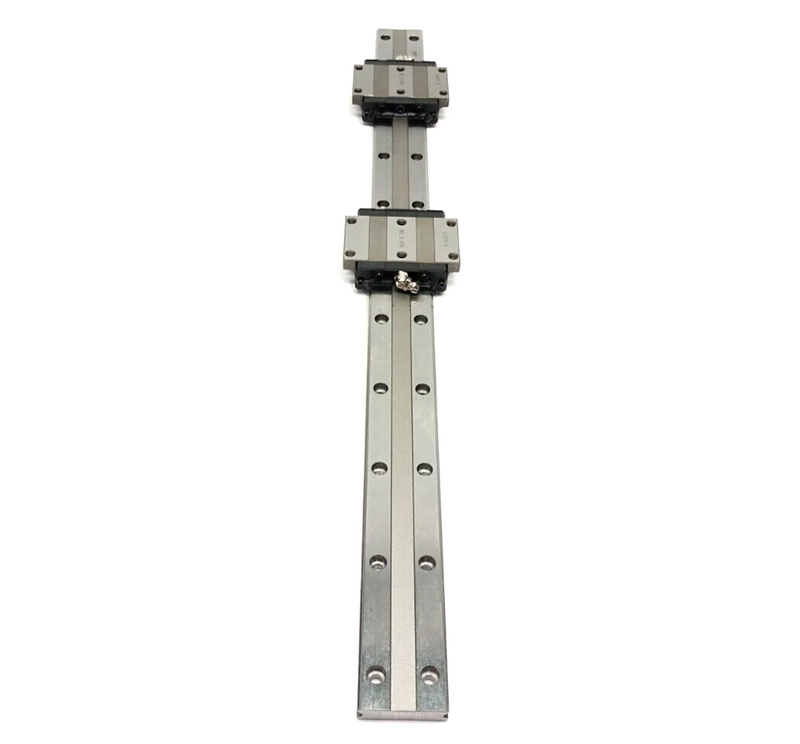 THK HRW21CA2UU+530L Linear Guide Rail Assembly, 530mm Long, Wide Rail, 2 Blocks - Maverick Industrial Sales