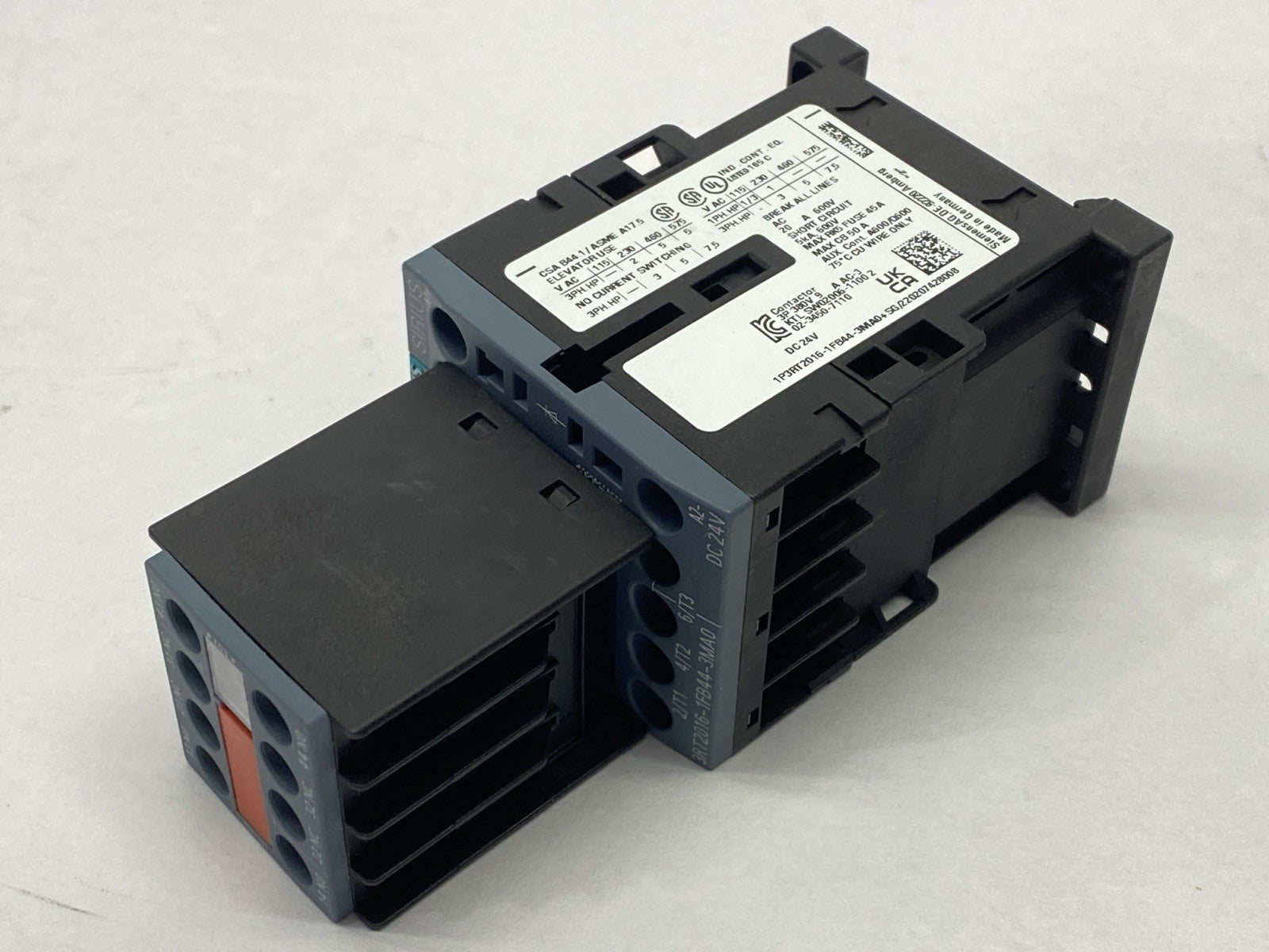 Siemens 3RT2016-1FB44-3MA0 Power Contactor 2NO 2NC 3-Pole 9A 4kW 24VDC - Maverick Industrial Sales