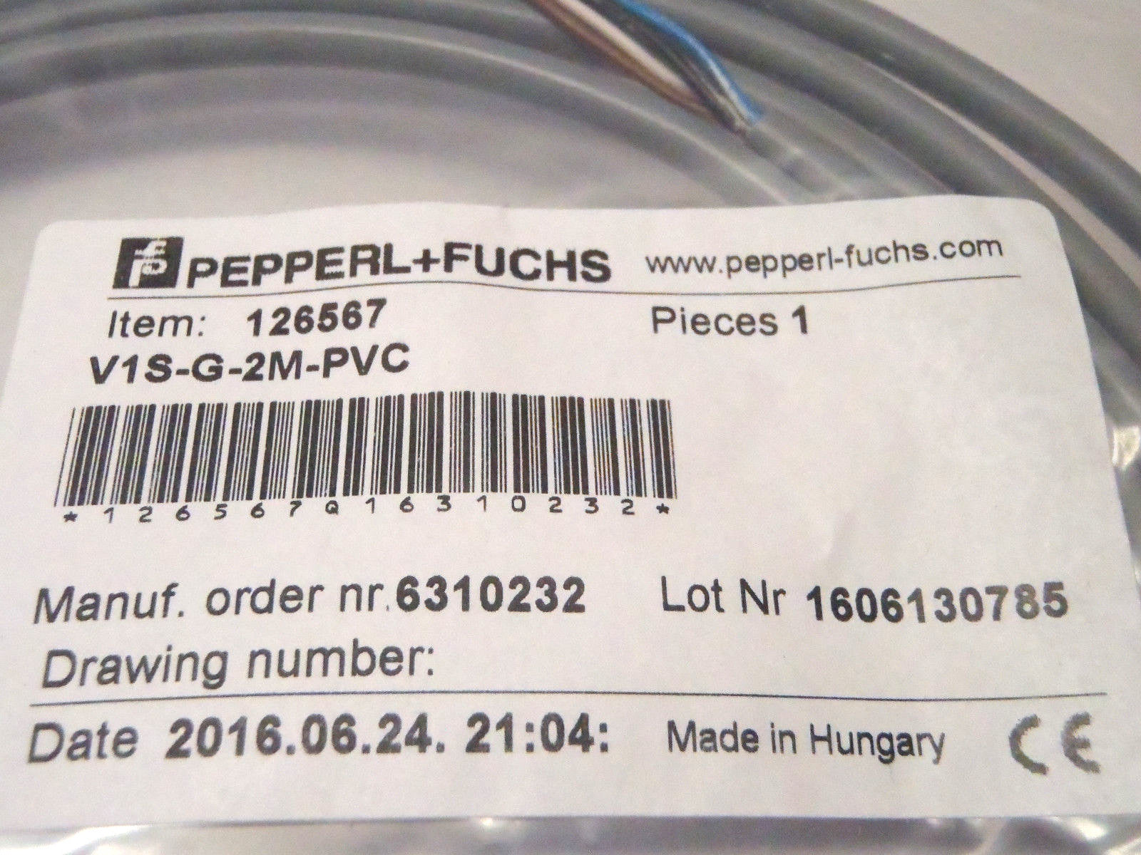 Pepperl+Fuchs V1S-G-2M-PVC Male Cordset Single-Ended M12 Straight A-Coded 126567 - Maverick Industrial Sales