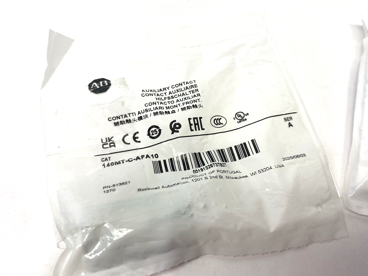 Allen Bradley 140MT-C-AFA10 Ser. A Auxiliary Contact Block Front Mount LOT OF 2 - Maverick Industrial Sales