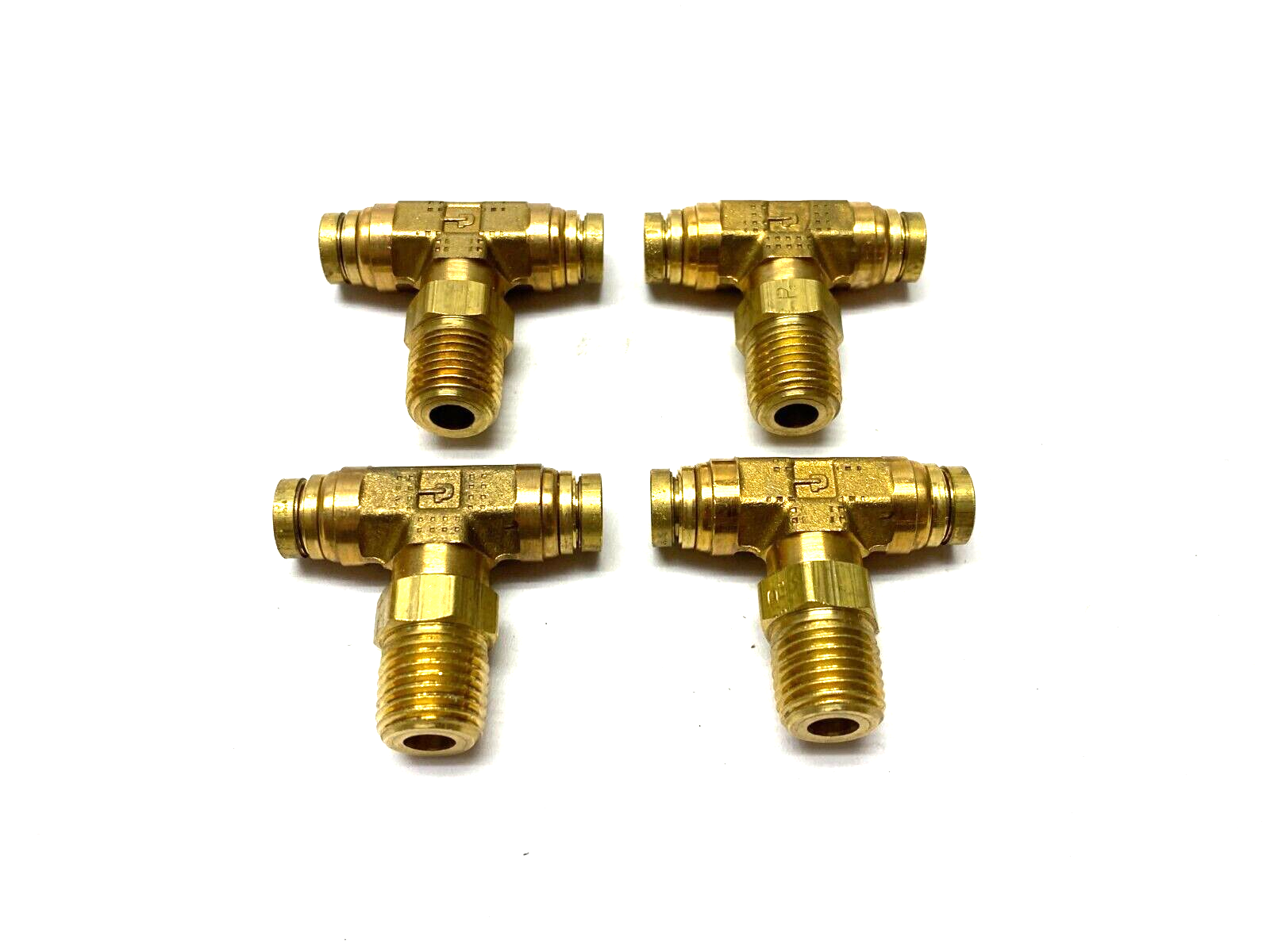 Parker 172PTC-4-4 Push-to-Connect Male Swivel Tee Fitting Brass 1/4" PKG OF 4 - Maverick Industrial Sales