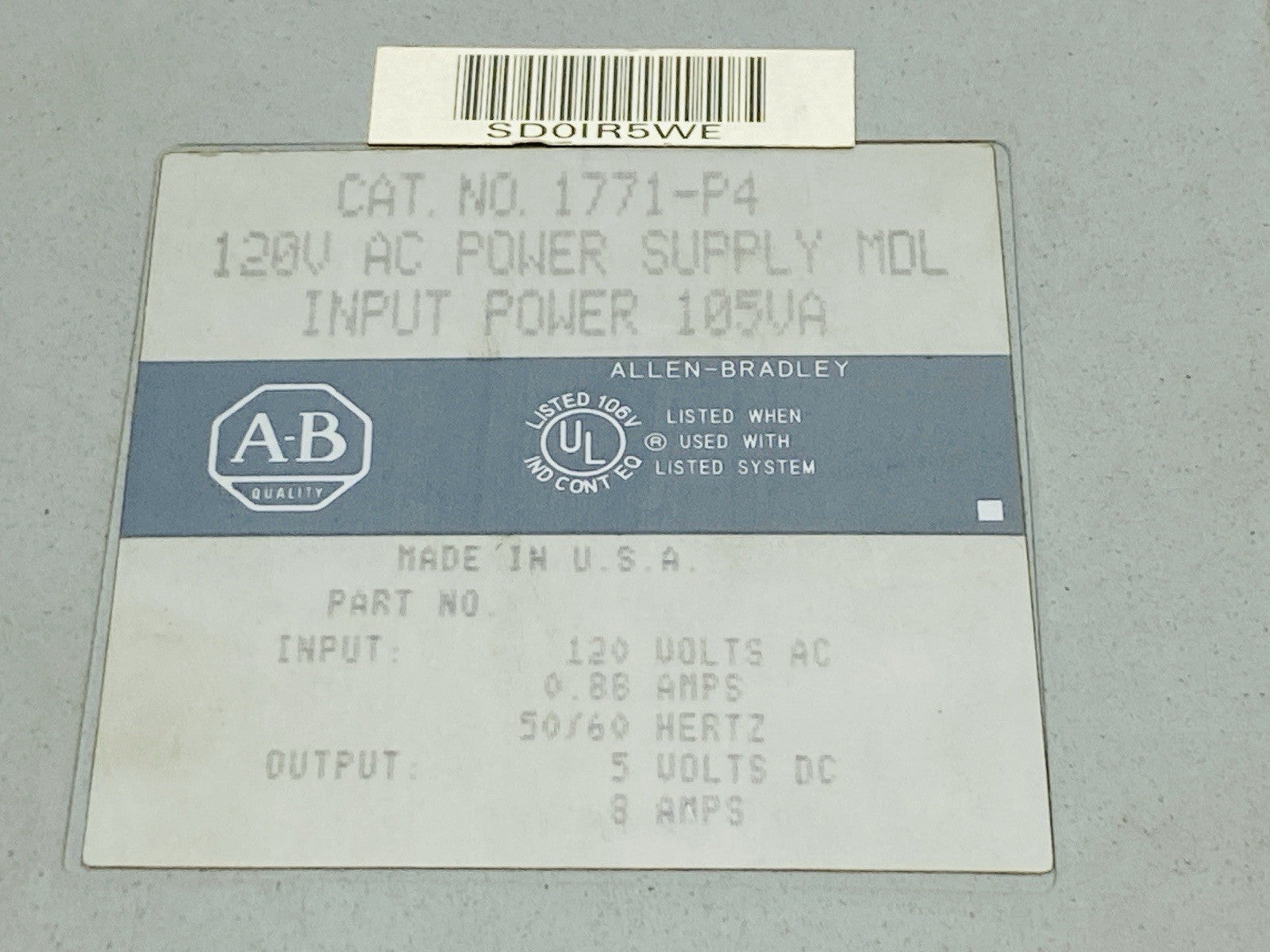 Allen Bradley 1771-P4 Power Supply MDL 120VAC - Maverick Industrial Sales