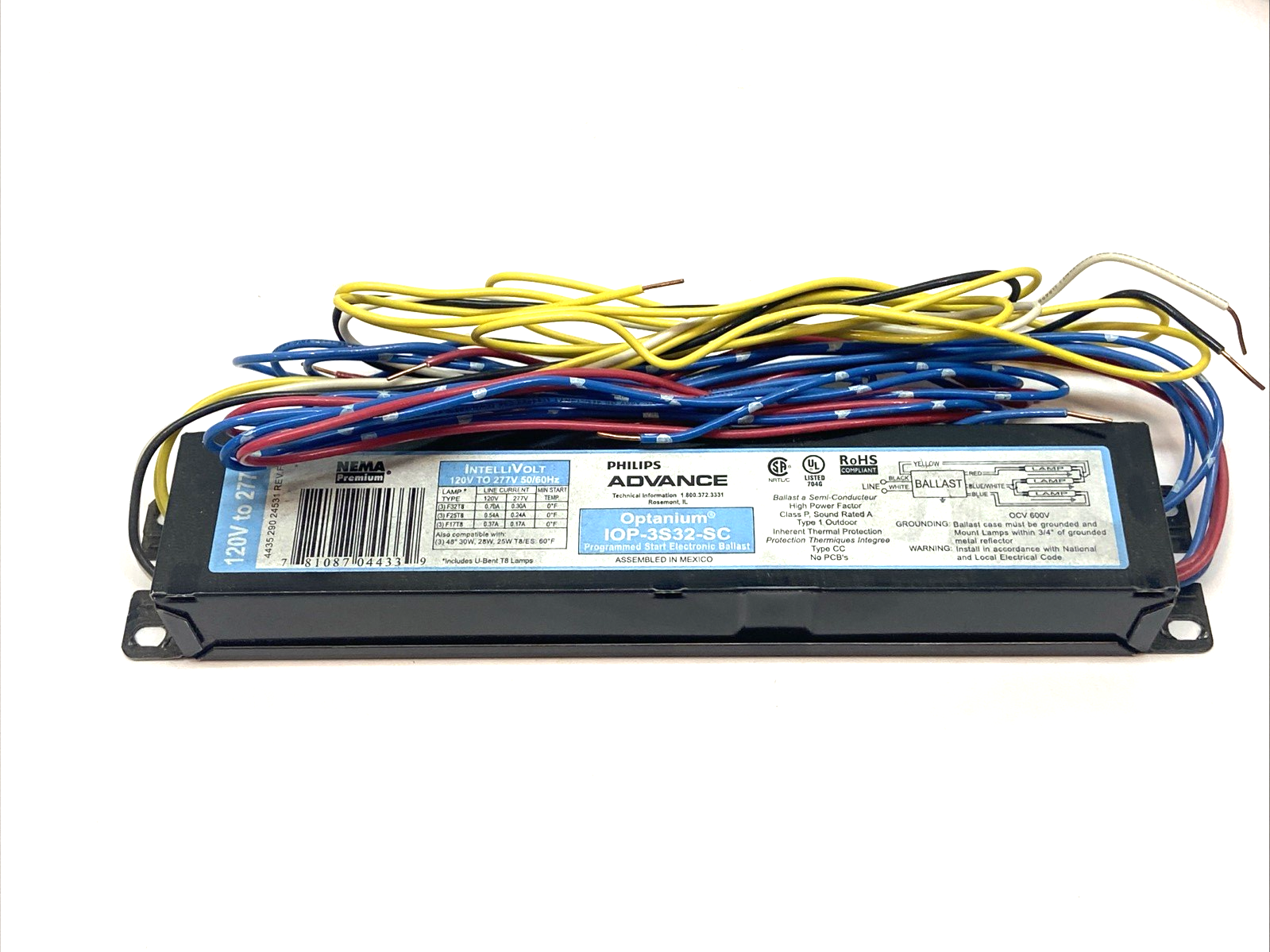Philips Advance IOP-3S32-SC Optanium T8 Lamp Programmed Start Ballast 120V-277V - Maverick Industrial Sales