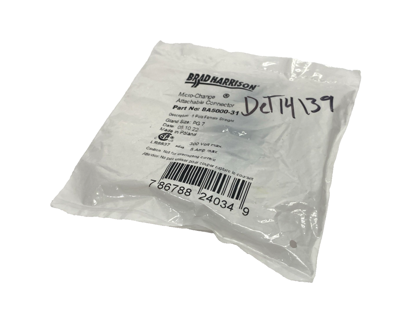 Brad Harrison 8A5000-31 Female M12 5-Pin Micro-Change Attachable Connector PG 7 - Maverick Industrial Sales