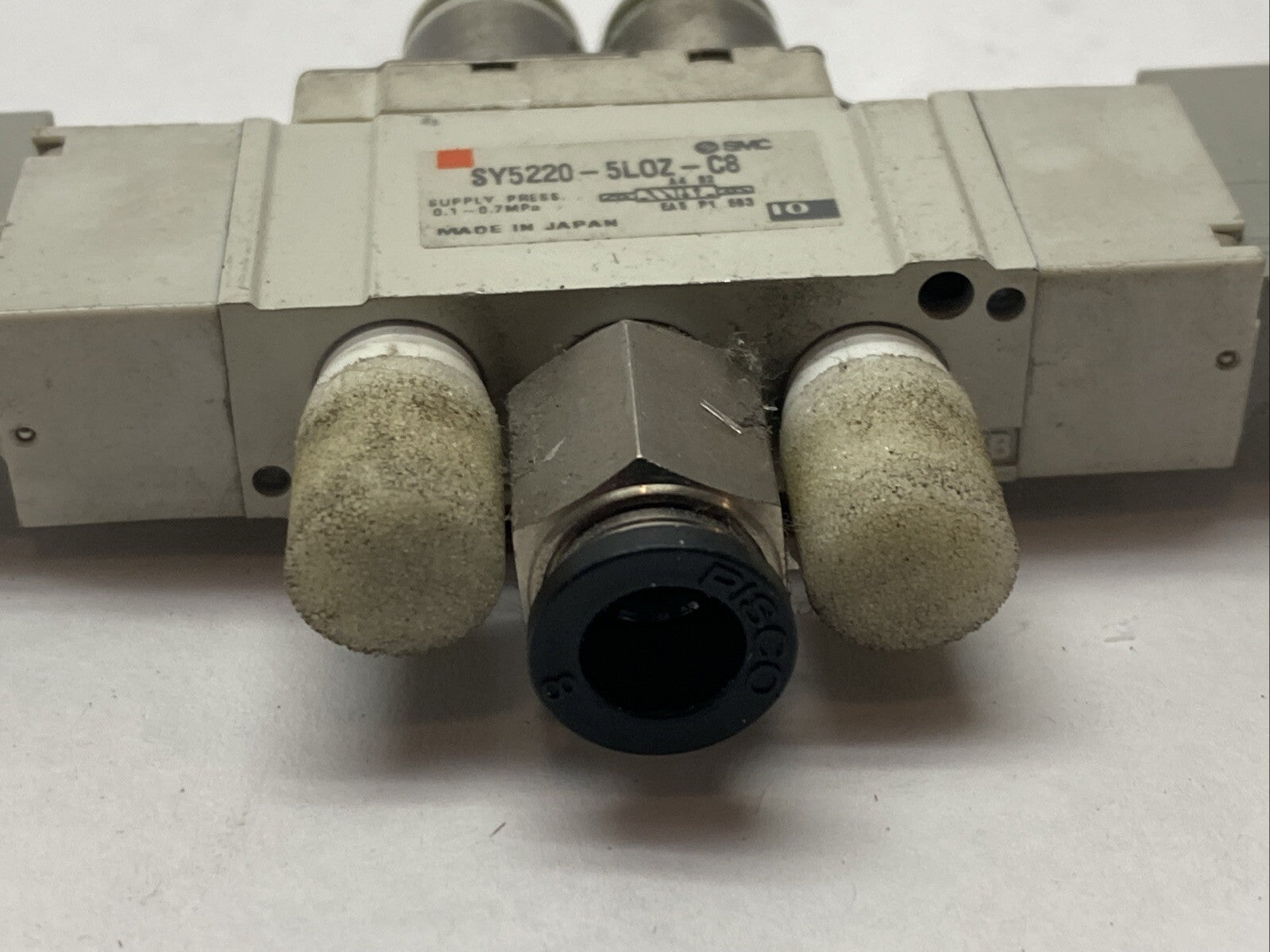 SMC SY5220-5LOZ-C8 Pneumatic Double Solenoid Valve 1/4" OD Tube Fitting - Maverick Industrial Sales