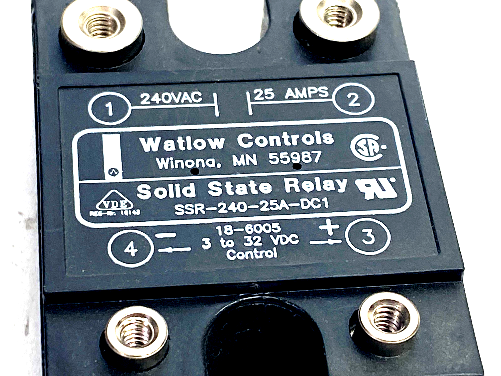 SSR-240-25A-DC1 | Watlow Solid State Relay 240VAC 25A, 3-32VDC - Used - Maverick Industrial Sales
