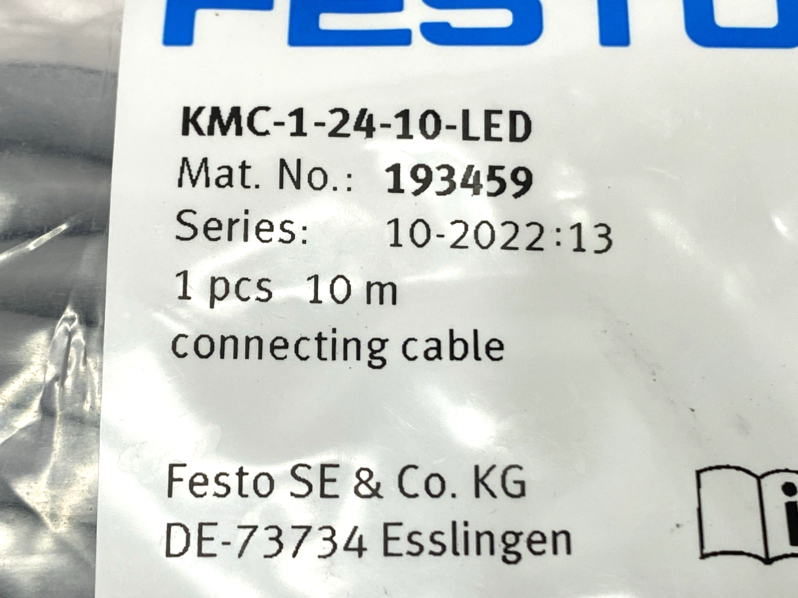 Festo KMC-1-24-10-LED Connecting Cable 10m 193459 - Maverick Industrial Sales