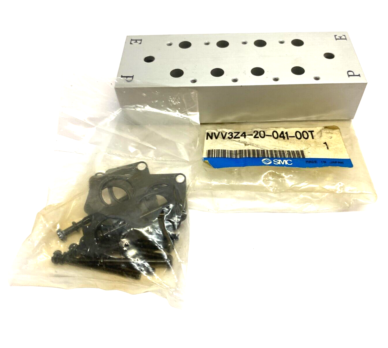 SMC NVV3Z4-20-041-00T Pneumatic Manifold Block 4-Station 3-Port - Maverick Industrial Sales