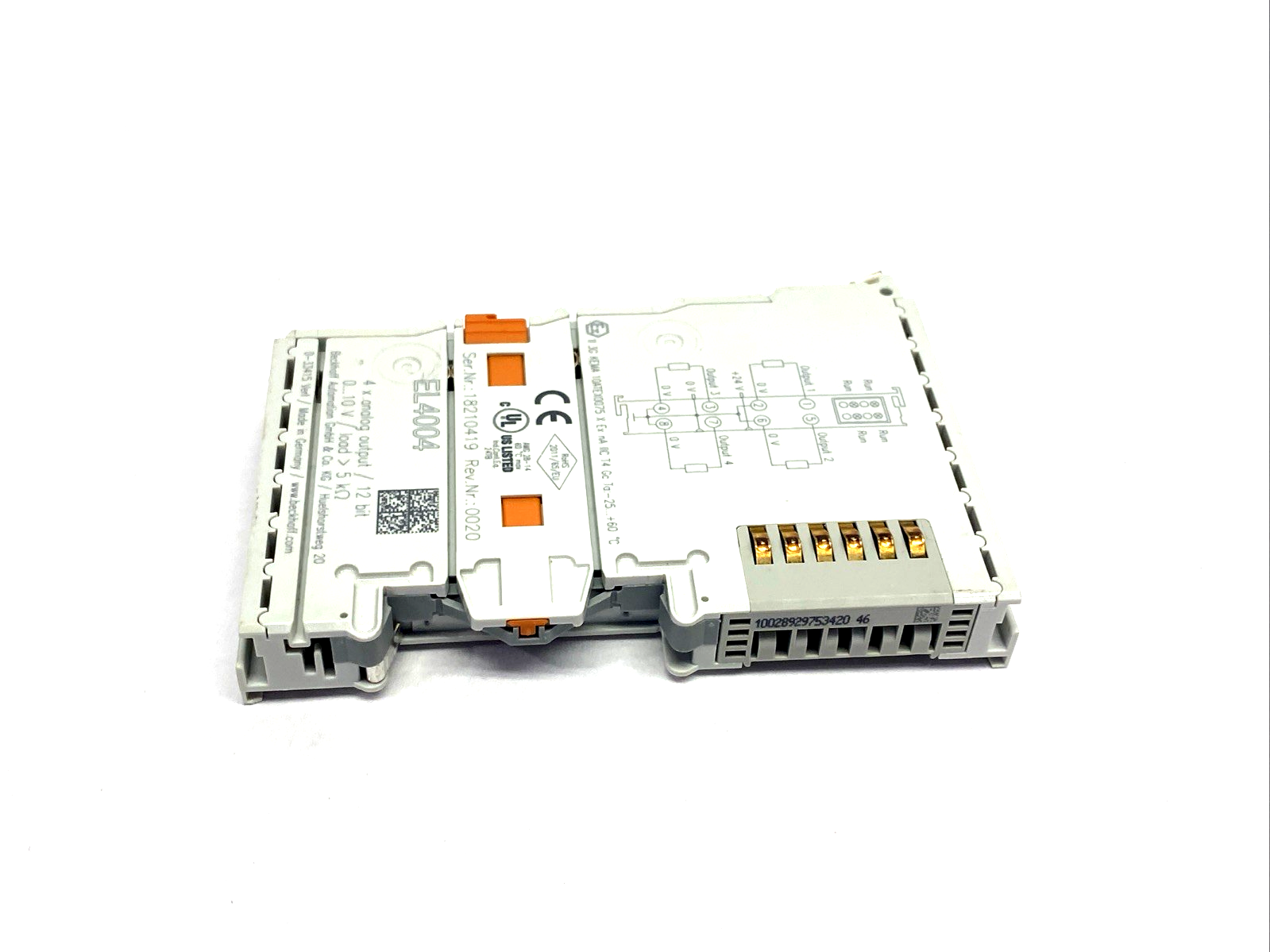 Beckhoff EL4004 EtherCAT Terminal, 4-Channel Analog Output, 12 Bit - Maverick Industrial Sales