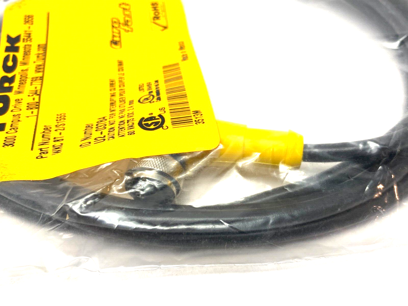 Turck WKC 8T-2/S1555 Eurofast M12 Right Angle Cordset Sgl-Ended U2-03784 - Maverick Industrial Sales