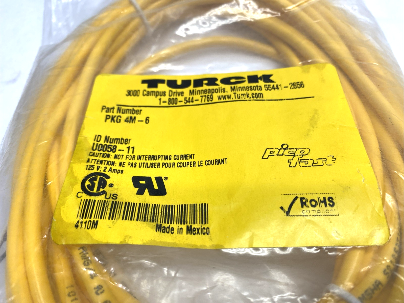 Turck PKG 4M-6 Single-Ended Female M8 4-Pin Connector Cordset U0058-11 - Maverick Industrial Sales
