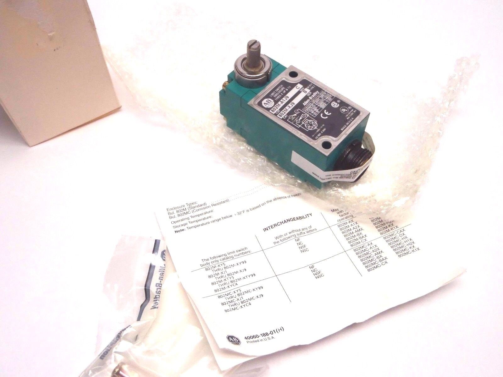 Allen Bradley 802M-A1J9 SER C. Pre-Wired Factory Sealed Limit Switch - Maverick Industrial Sales