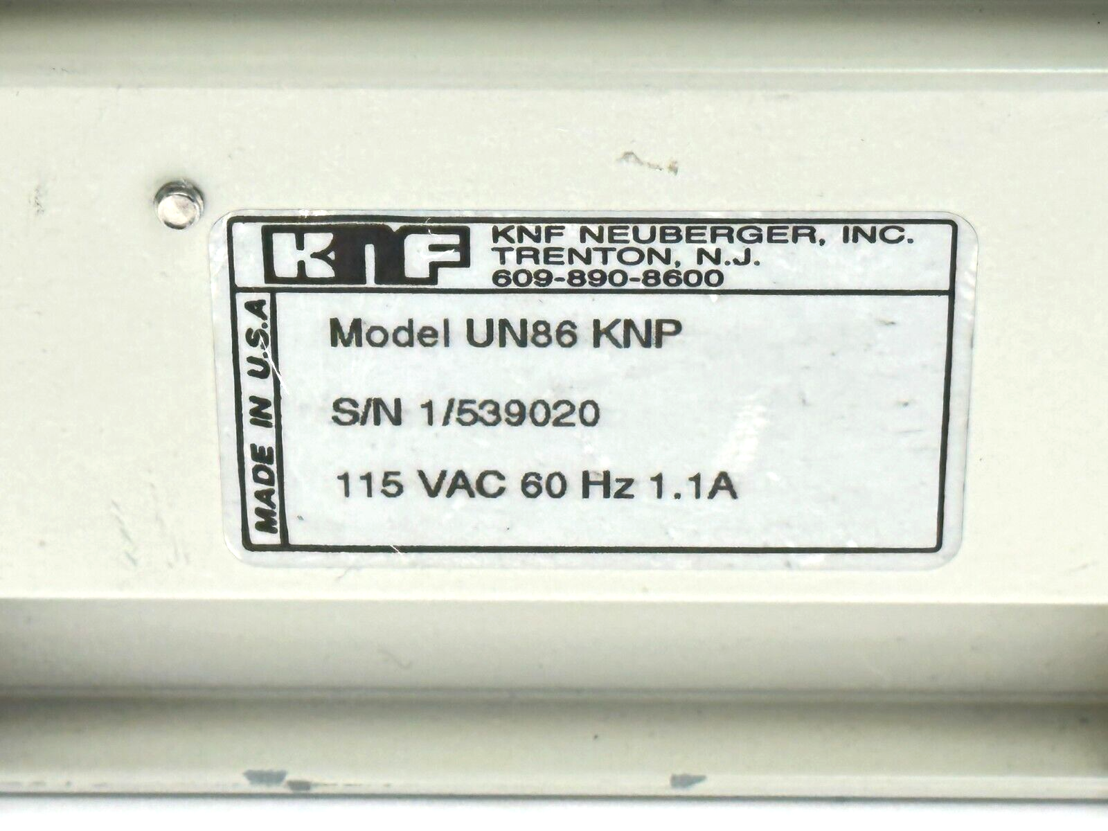 KNF Neuberger UN88KNP Diaphragm Pump 1.1A 115VAC - Maverick Industrial Sales