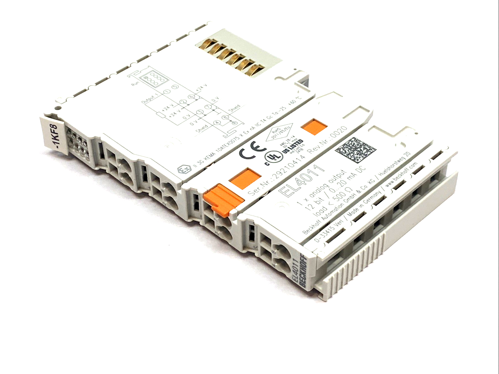 EL4011 | Beckhoff EtherCAT Analog Output Terminal 1-Channel 0-20mA 12Bit - Used - Maverick Industrial Sales