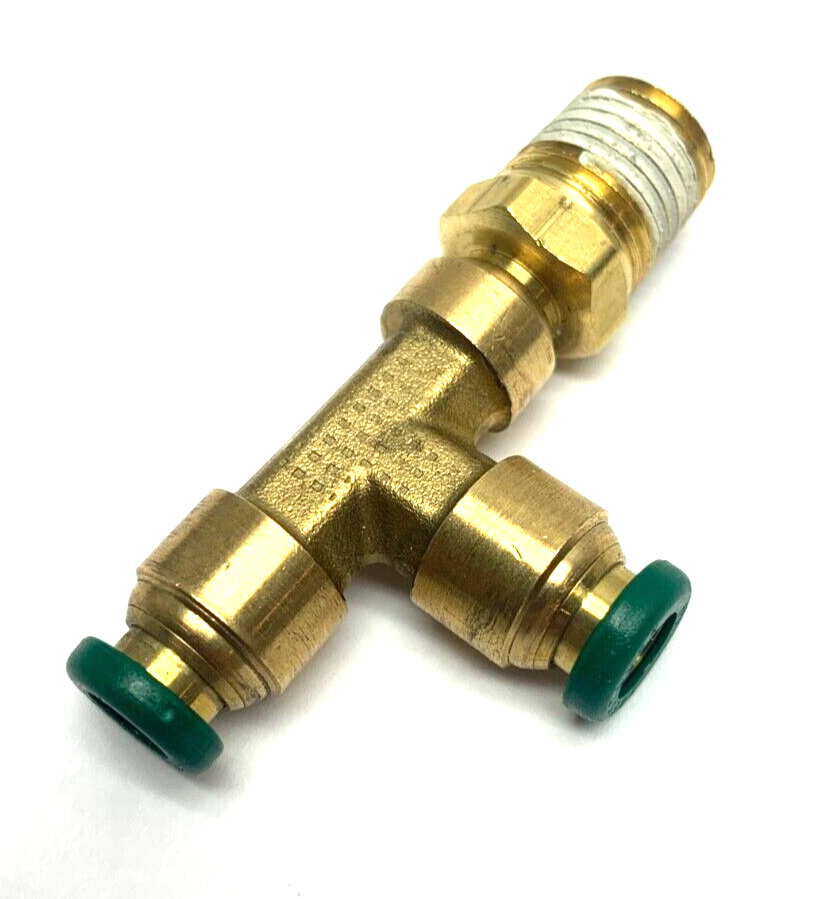 Parker 171PTC-4-4 Push-To-Connect Swivel Brass Run Tee 1/4" Tube and Thread - Maverick Industrial Sales