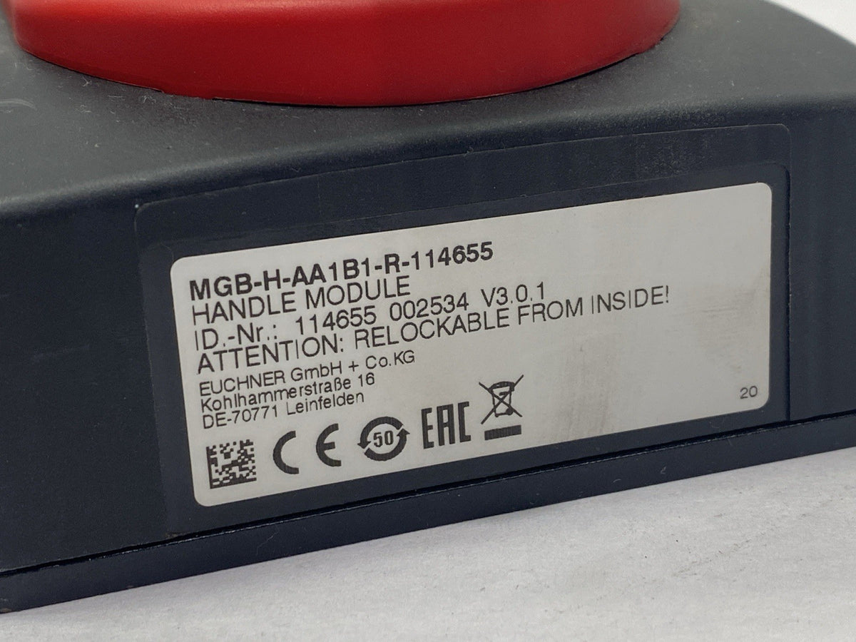 MGB-L1B-PNA-R-121851, MGB-H-AA1B1-R-114655 | Euchner MGB-L1B-PNA-R-121851 Multifunctional Gate Box w/ MGB-H-AA1B1-R-114655 - Used - Maverick Industrial Sales