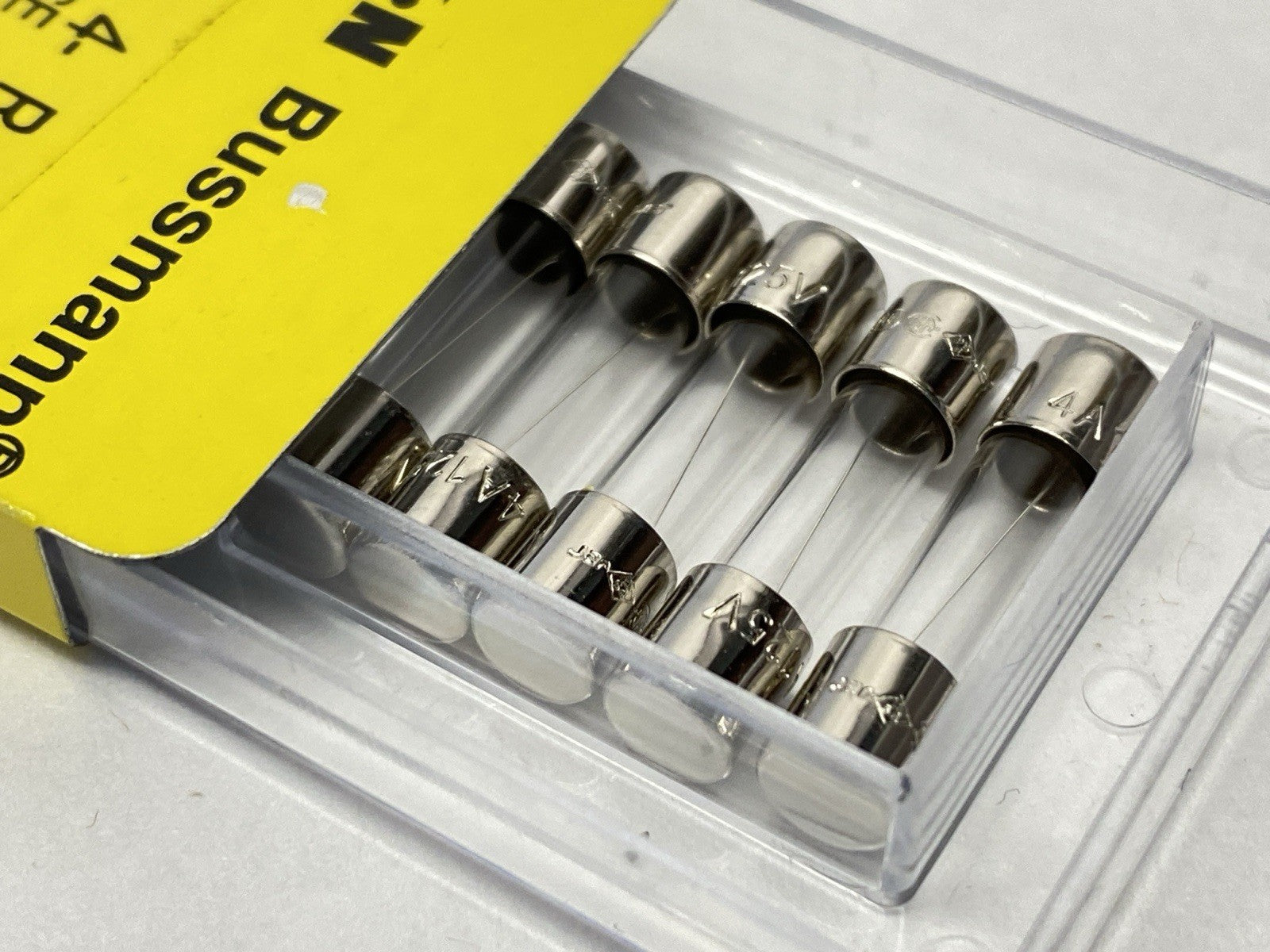 GMA-4-R | Eaton Bussmann Mini Glass Fuse 4A 10Ka 125VAC LOT OF 5 - New – Open box - Maverick Industrial Sales