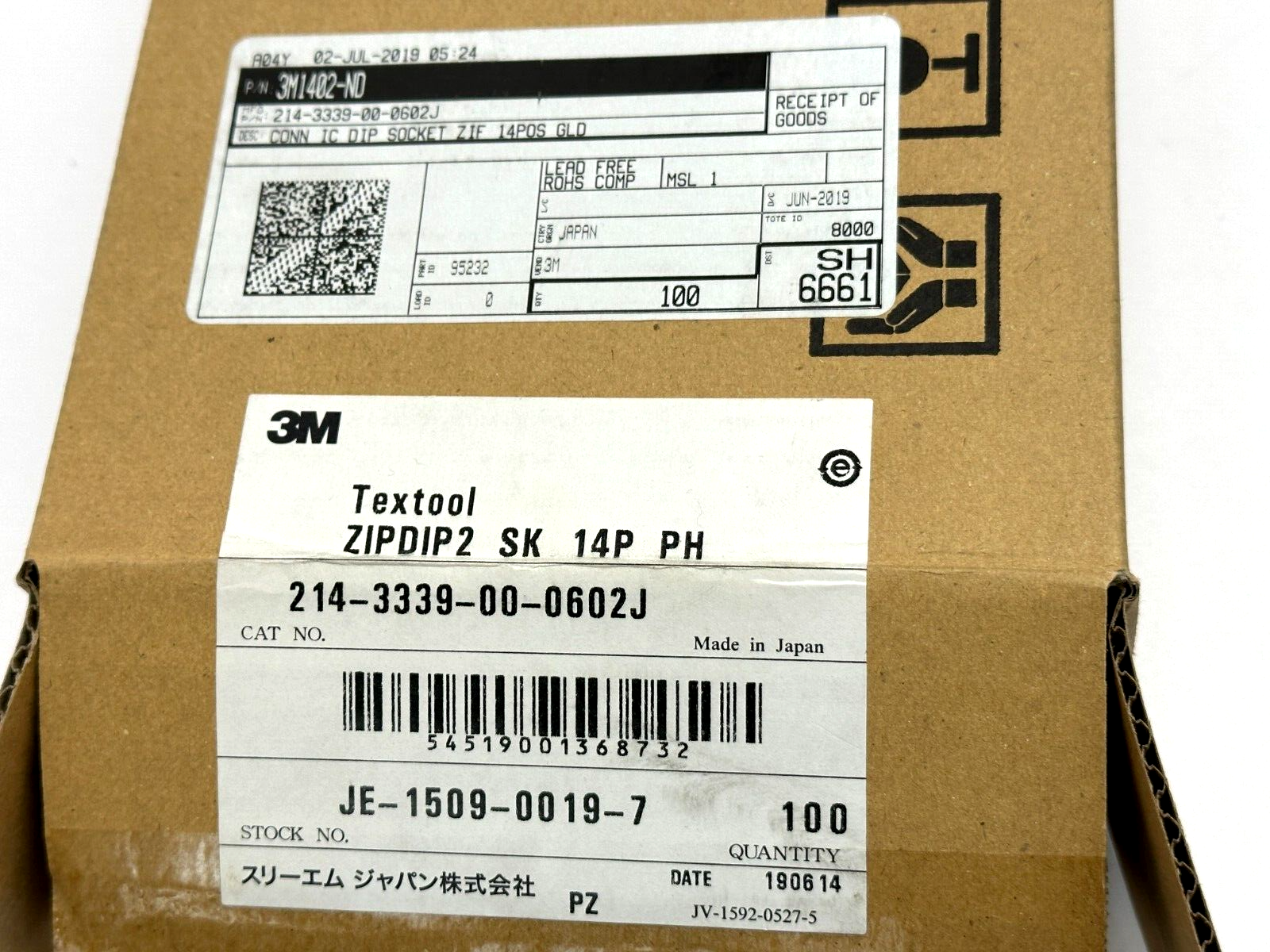 3M 214-3339-00-0602J Textool DIP Socket ZIF 14POS GOLD 7.62mm Spacing BOX OF 100 - Maverick Industrial Sales