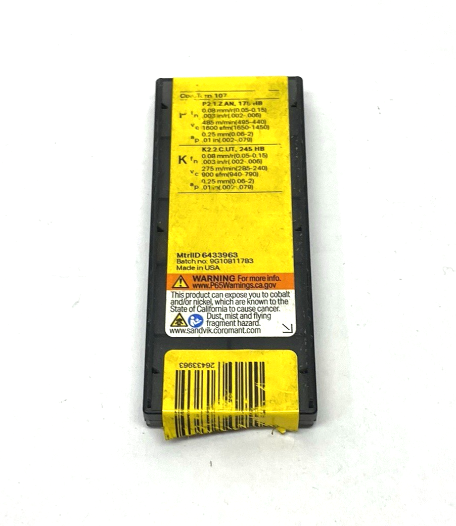 Sandvik DCMT 11 T3 02-PF 4325 CoroTurn® 107 Insert for Turning 6433963 PKG OF 2 - Maverick Industrial Sales