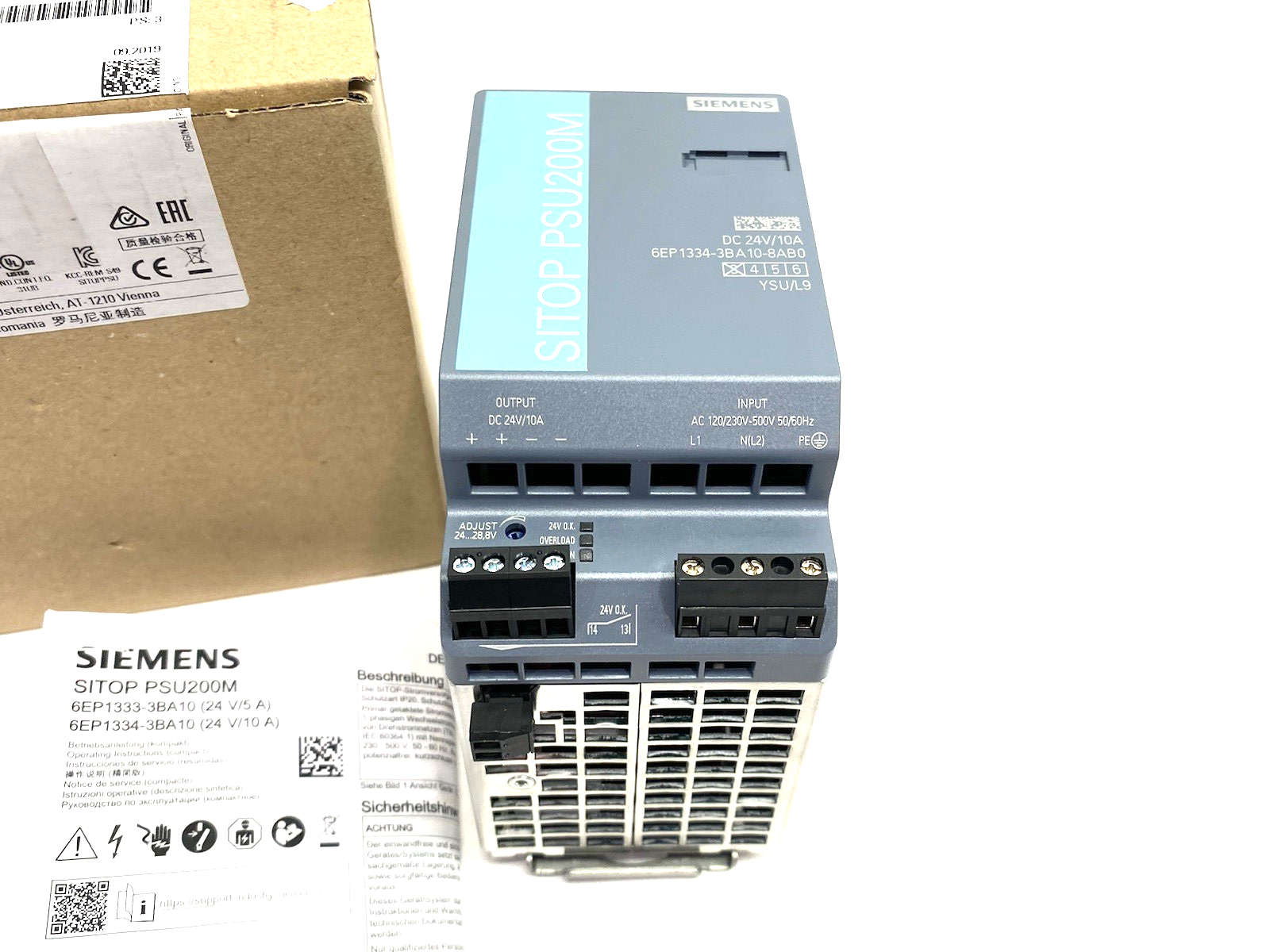6EP1334-3BA10-8AB0 | Siemens SITOP PSU200M plus Stabilized Power Supply 10A - New – Open box - Maverick Industrial Sales