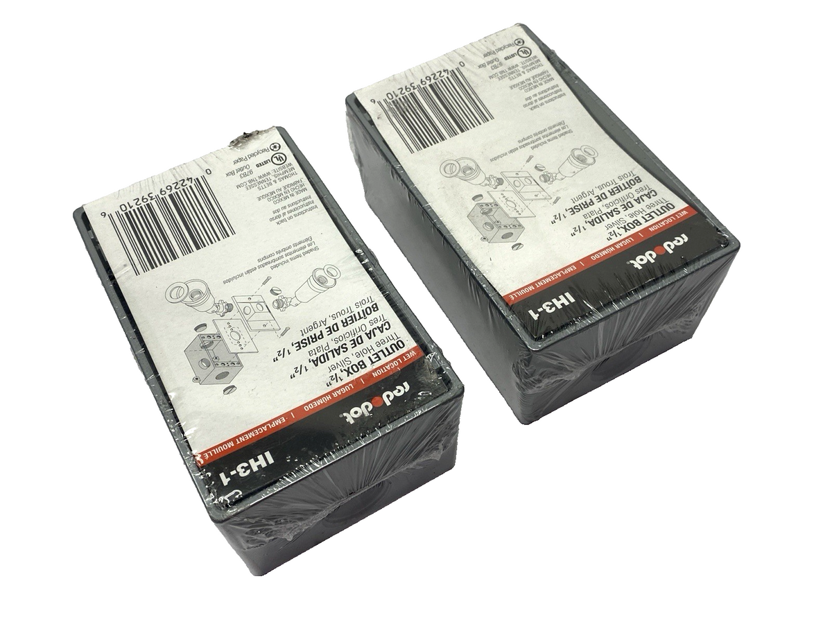 Red Dot IH3-1 Weatherproof Box 1/2", Three Hole, Silver, Aluminum, LOT OF 2 - Maverick Industrial Sales