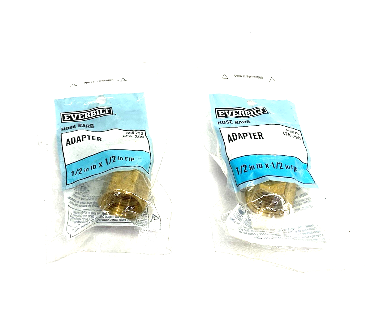 LFA-390 | Everbilt Brass Hose Barb Fitting 1/2" ID x 1/2" FIP 695 730 LOT OF 2 - New - Maverick Industrial Sales