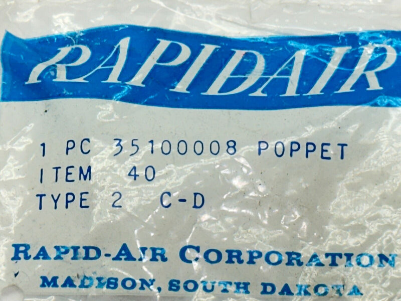 Rapidair 35100008 Poppet Item 40 Type 2 C-D LOT OF 2 - Maverick Industrial Sales