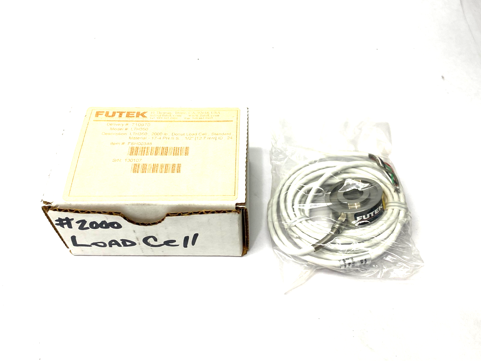 LTH350 FSH00346 | Futek Donut Load Cell 2000lb 17-4 PH S.S. - New – Open box - Maverick Industrial Sales