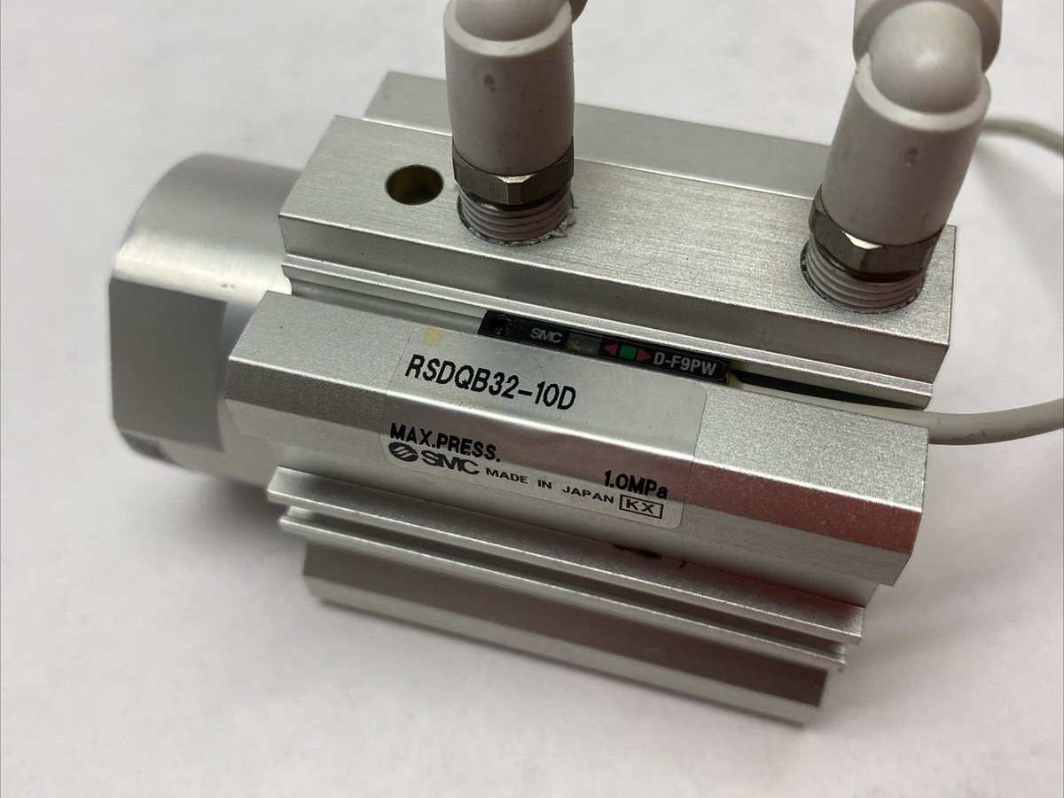 RSDQB32-10D | SMC Fixed Mount Height Stopper Cylinder 1.0MPa With D-F9PW Sensor - Used - Maverick Industrial Sales
