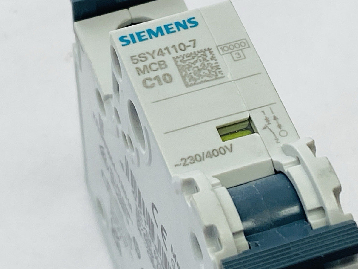 5SY4110-7 | Siemens Miniature Circuit Breaker C10 1-Pole 10kA 10A - New – Open box - Maverick Industrial Sales