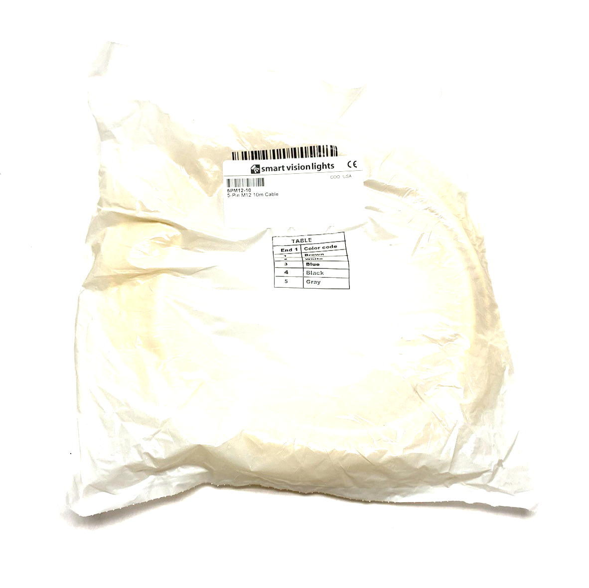 5PM12-10 | Smart Vision Lights Lighting Connection Cable M12 5-Pin to Open Leads - New - Maverick Industrial Sales