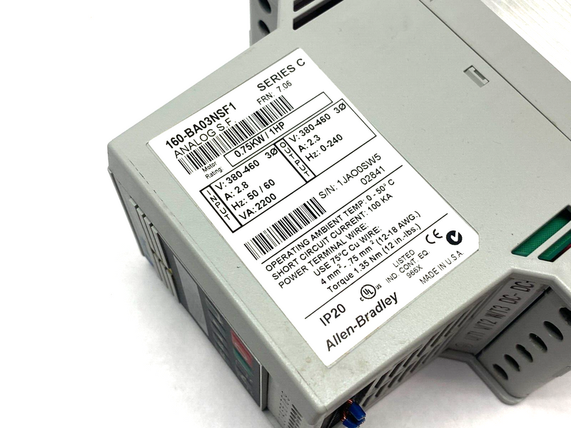 Allen Bradley 160-BA03NSF1 Ser. C Preset Speed Controller 0.75KW/1HP - Maverick Industrial Sales