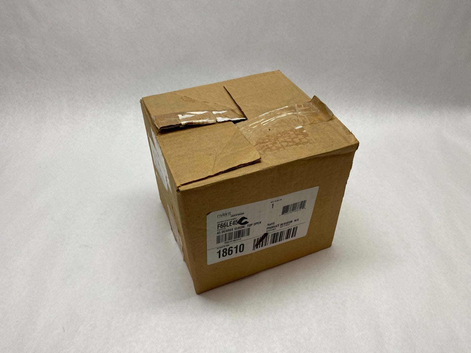 Hoffman F66LE45C nVent Lay-In Wireway Elbow, Outside Open, Gray 6" x 6" - Maverick Industrial Sales