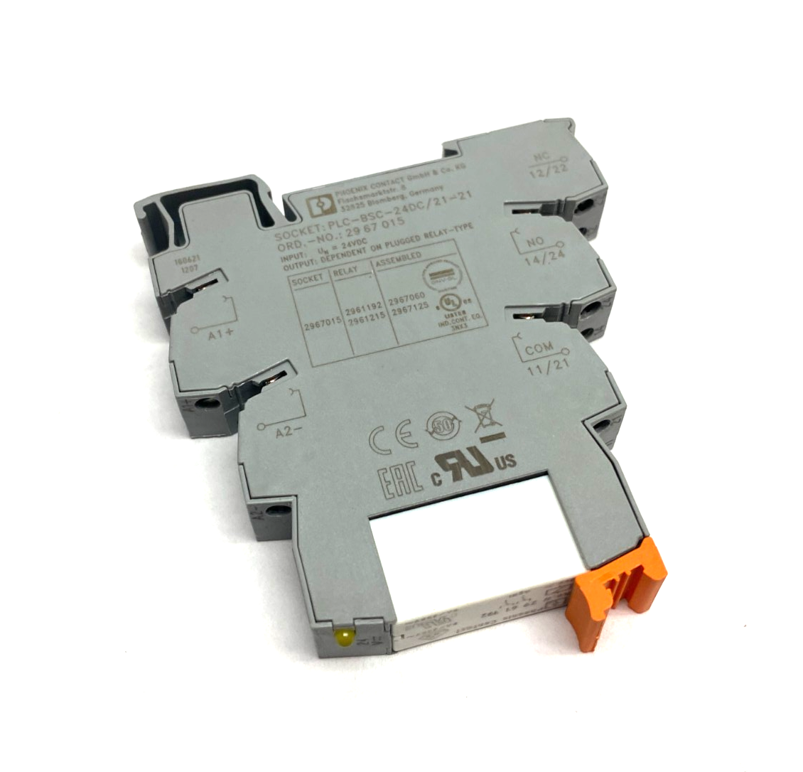 Phoenix Contact PLC-BSC-24DC/21-21 Relay Socket Base 2967015 w/ 2961192 Relay - Maverick Industrial Sales
