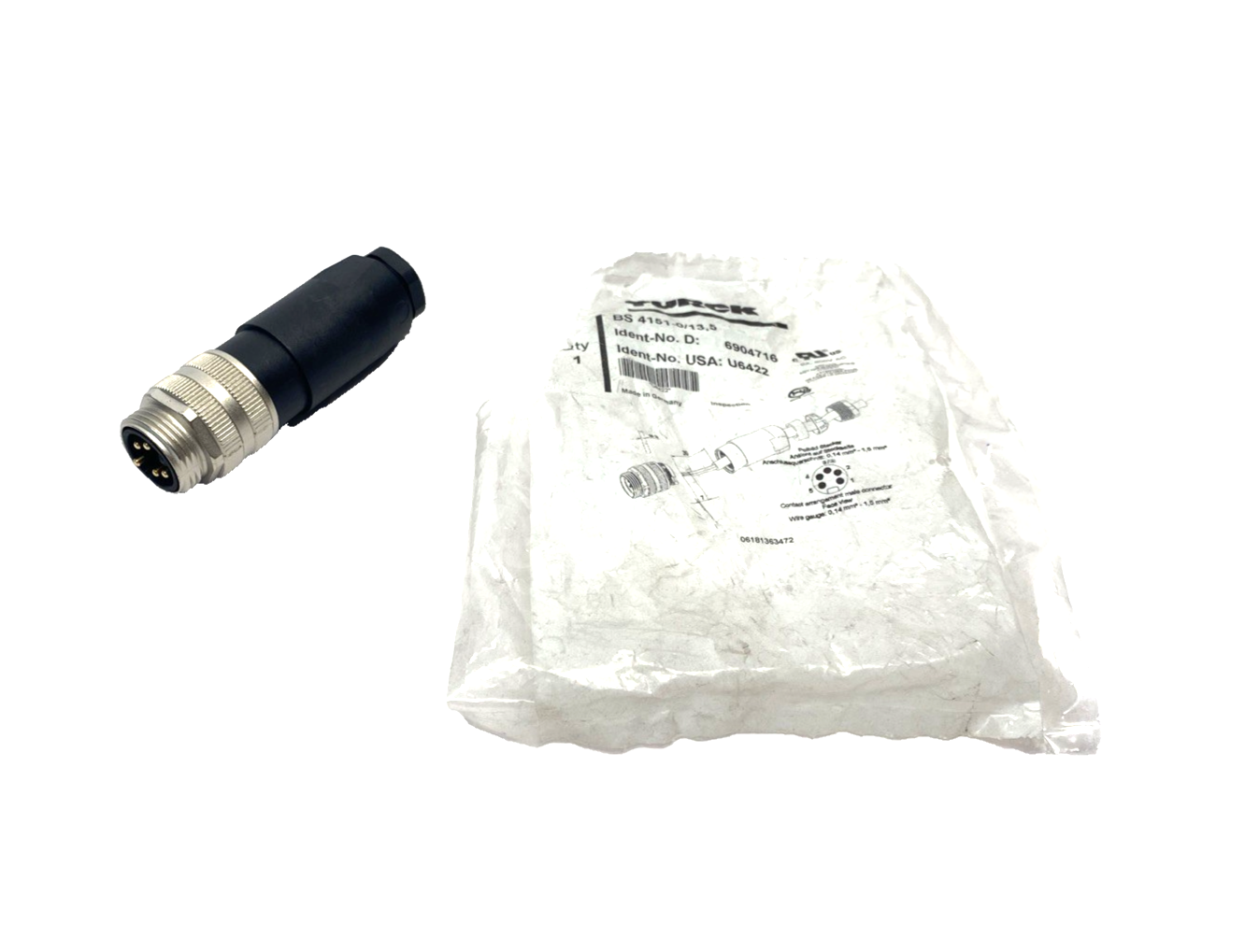 Turck BS 4151-0/13,5 Field Wireable Connector, 7/8" Male 5-Pin U6422 - Maverick Industrial Sales