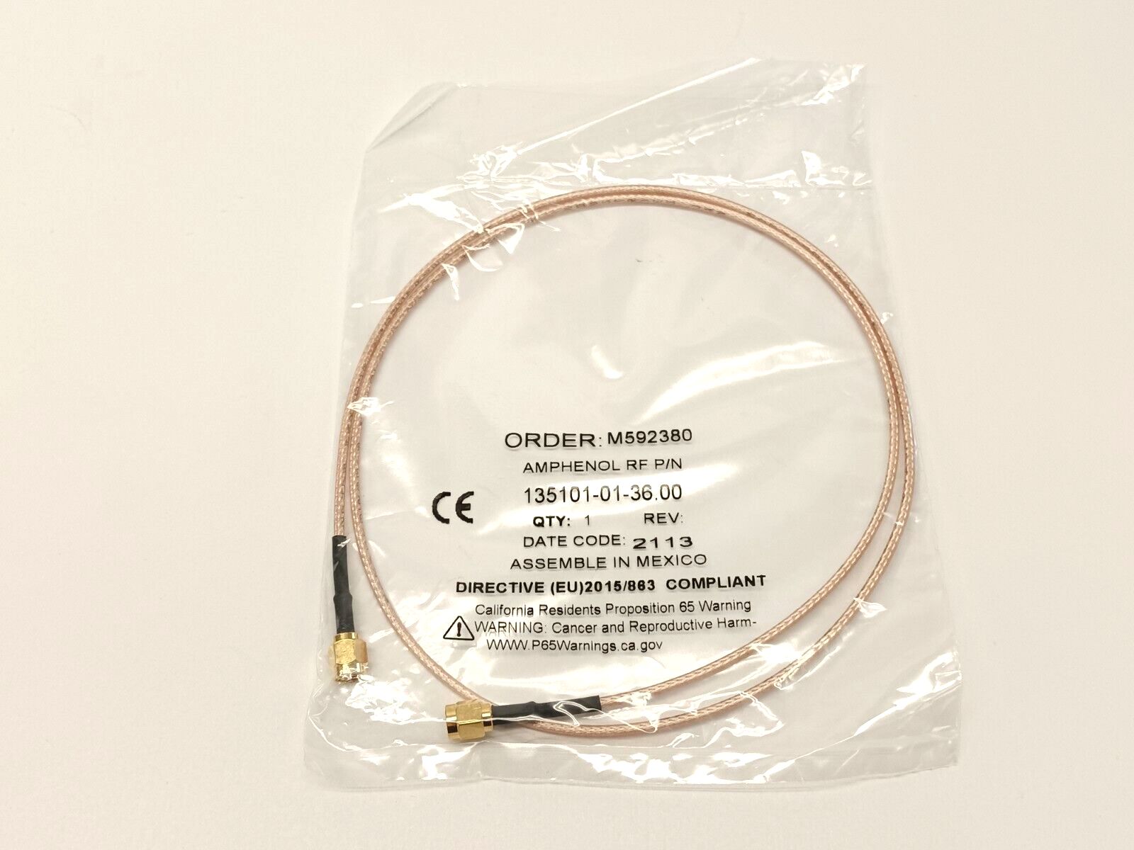 Amphenol 135101-01-36.00 RF Cable Assembly - Maverick Industrial Sales