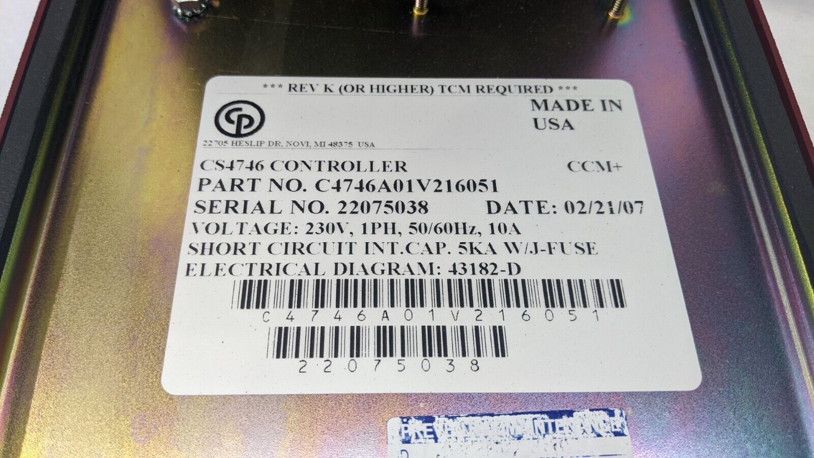 CP Techmotive C4746A01V216051 Tool Controller CS4746 - Maverick Industrial Sales