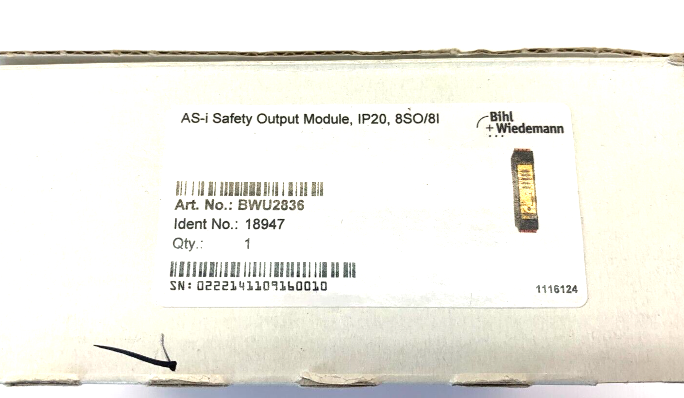 Bihl+Wiedemann BWU2836 ASi Safety Output Module IP20 8SO/8I 18947 - Maverick Industrial Sales