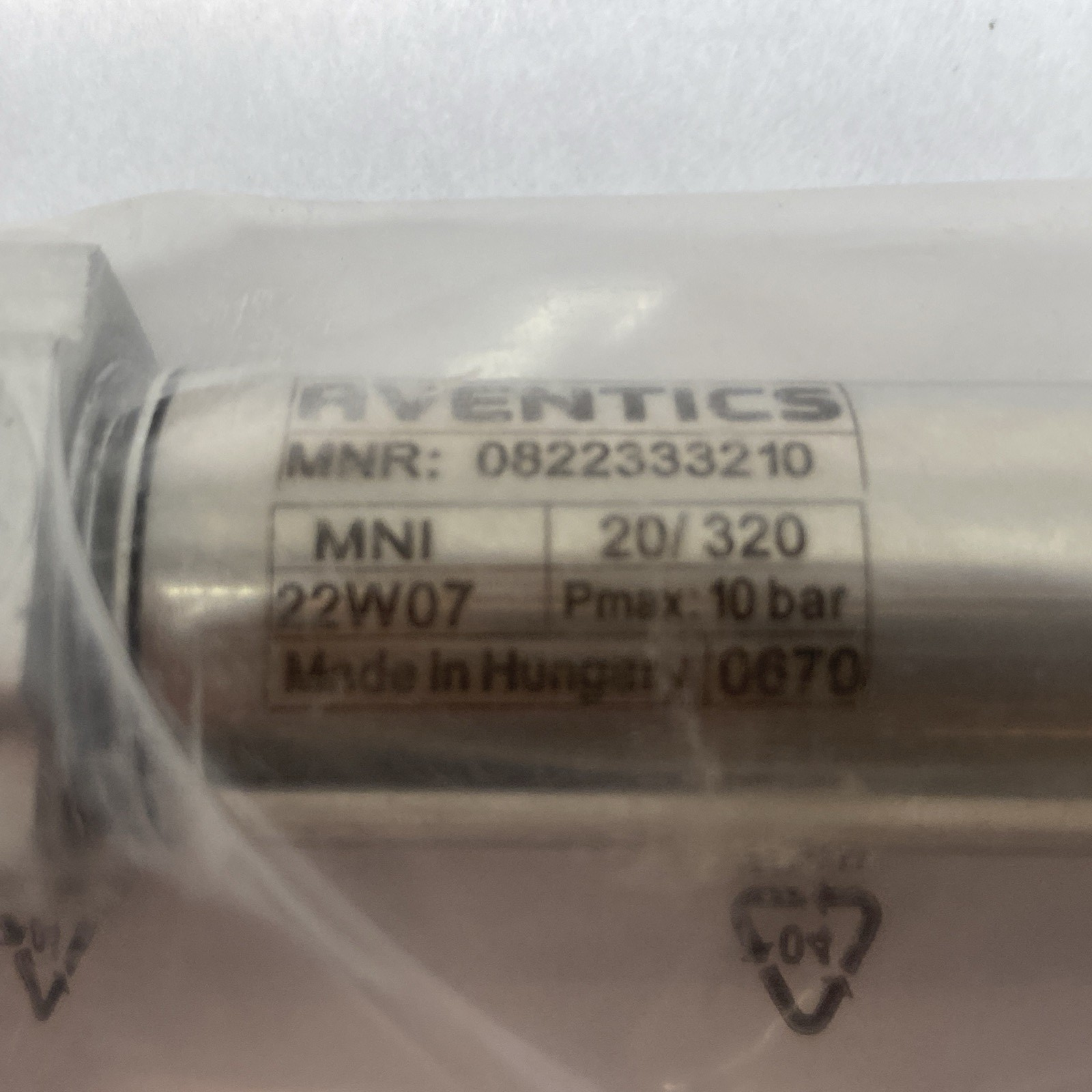 Aventics 0822333210 Mini Cylinder 320mm Stroke Piston Diameter 20mm - Maverick Industrial Sales