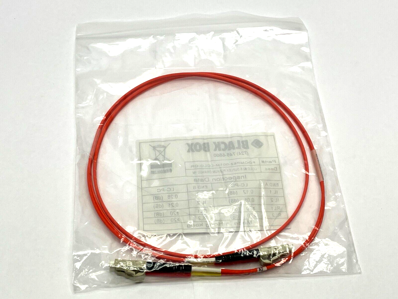 Black Box FOCMP62-001M-LCLC-OR Duplex Patch Cable 1m Length - Maverick Industrial Sales