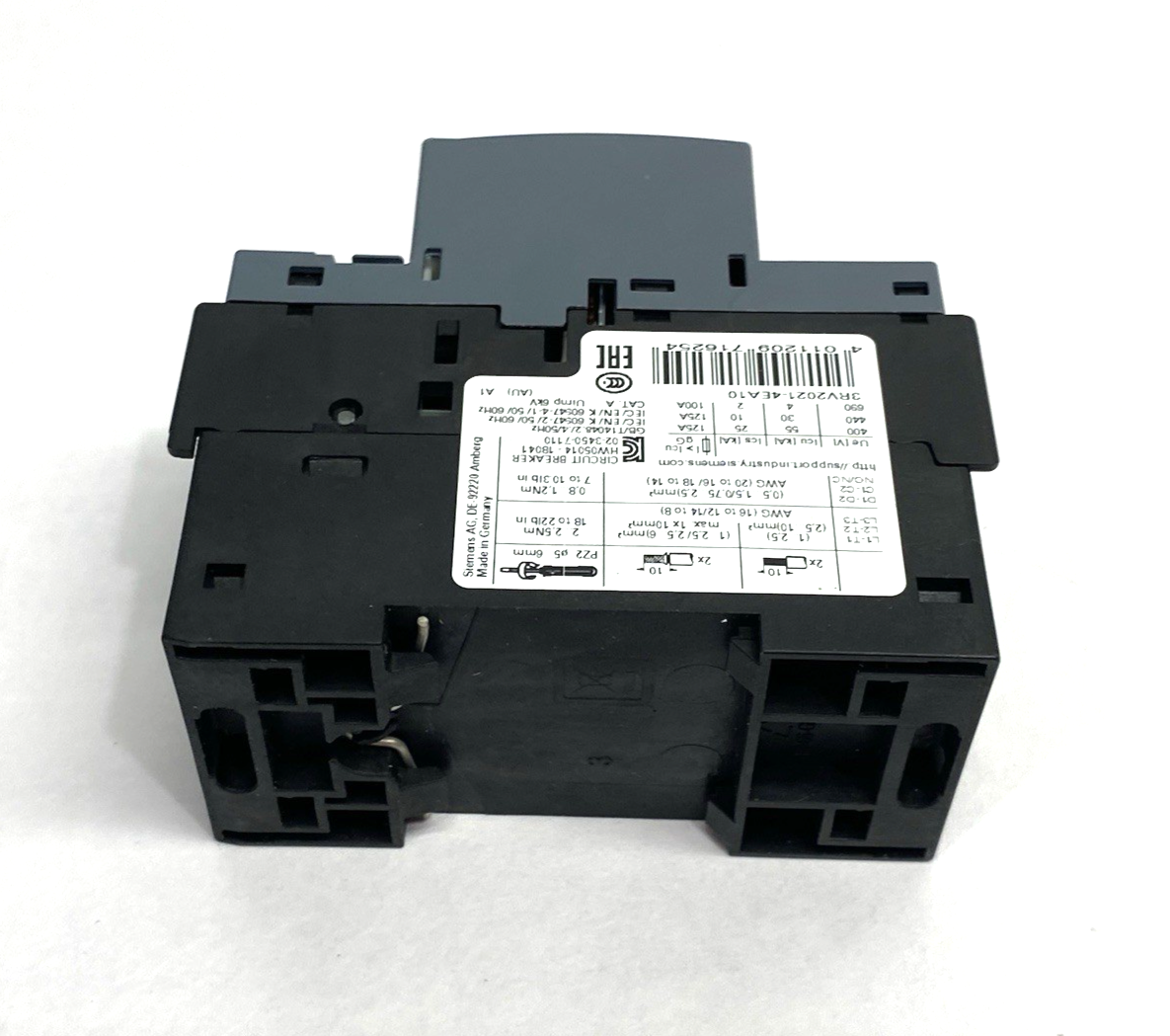 Siemens 3RV2021-4EA10 SIRIUS Motor Protection Circuit Breaker, Size S00 - Maverick Industrial Sales