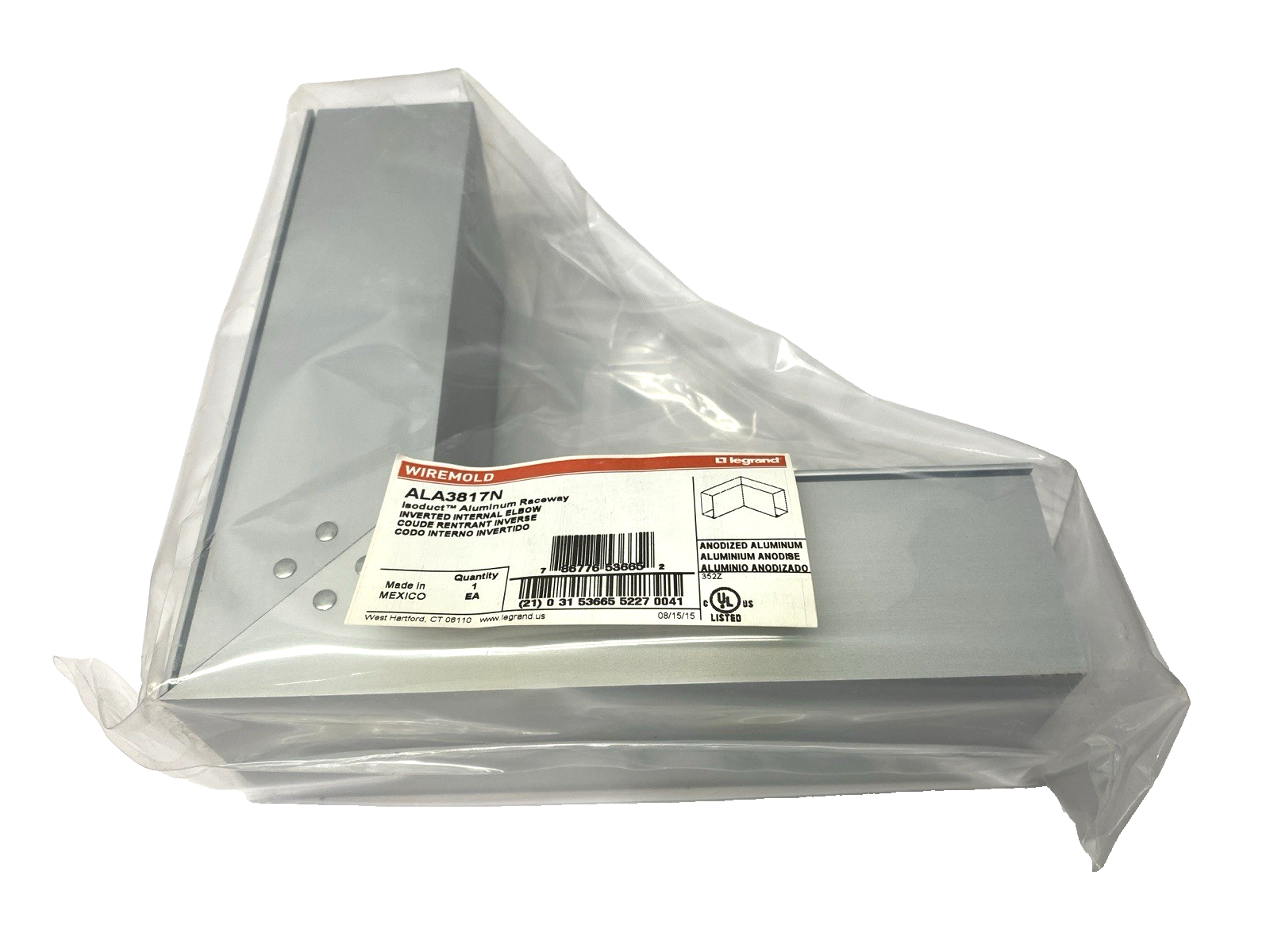 Legrand ALA3817N Wiremold Aluminum Raceway Inverted Internal Elbow PKG OF 4 - Maverick Industrial Sales