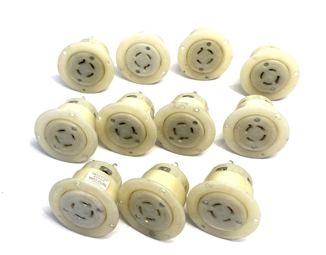 2436 | Leviton Flanged Outlet Locking Receptacle 20A 480V 3PH, L16-20R, LOT OF 11 - Used - Maverick Industrial Sales