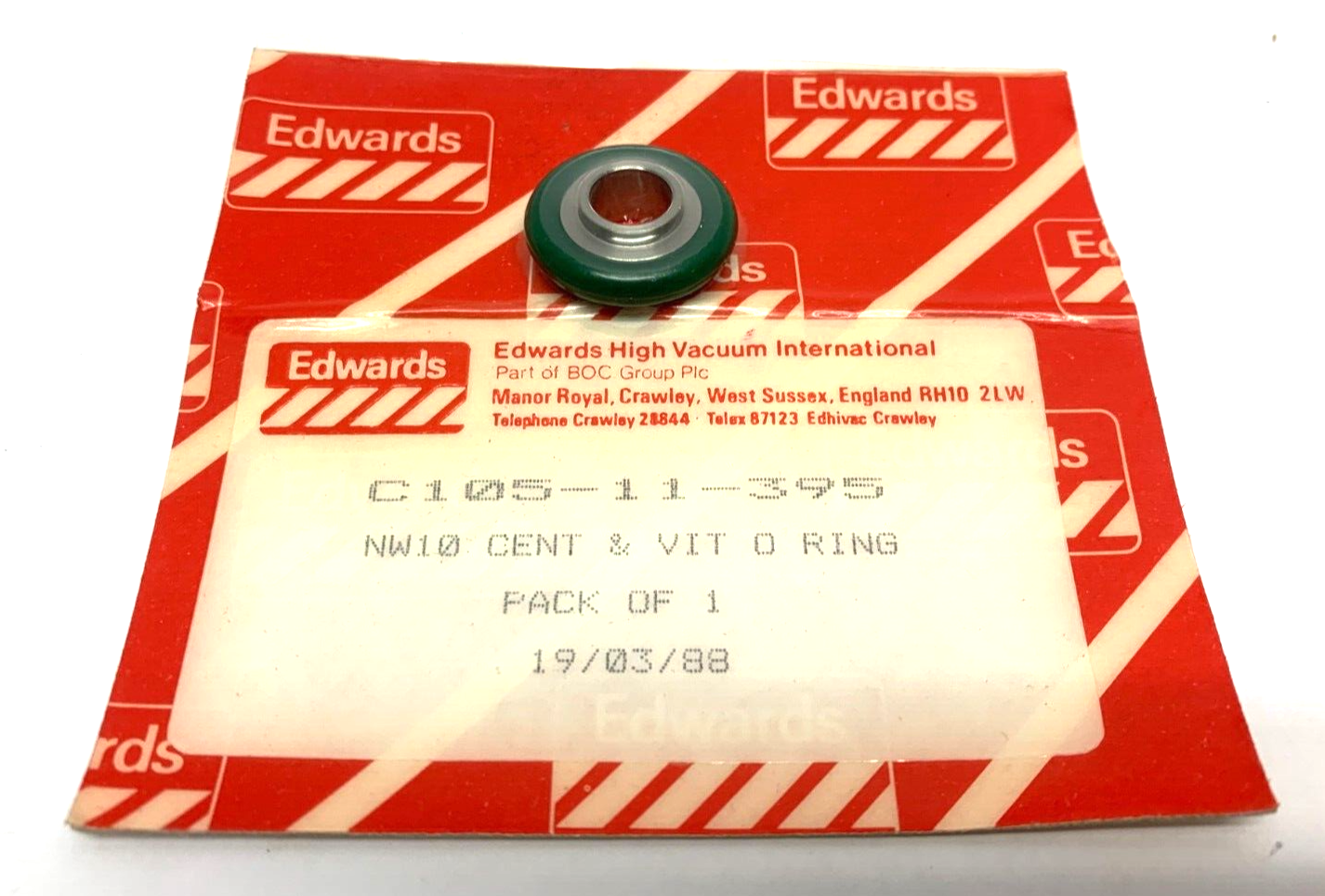Edwards High Vacuum C105-11-395 Centering O-Ring Viton Stainless Steel - Maverick Industrial Sales